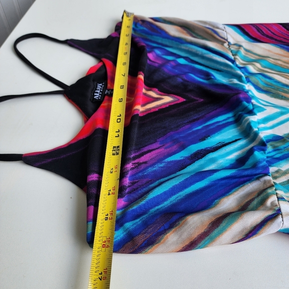 Alloy Apparel Maxi Long Dress Red Blue Sleeveless Geometric Stretch Strap Sz M - Picture 8 of 13